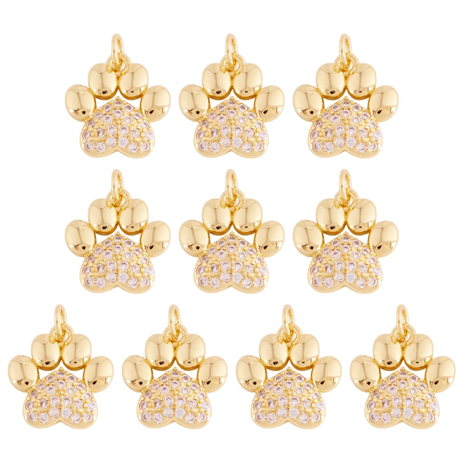Pandahall 10pcs Metal Dog Paw Print Charms Brass Pendants for Jewelry Making DIY Bracelet Necklace Earrings Supplies Findings