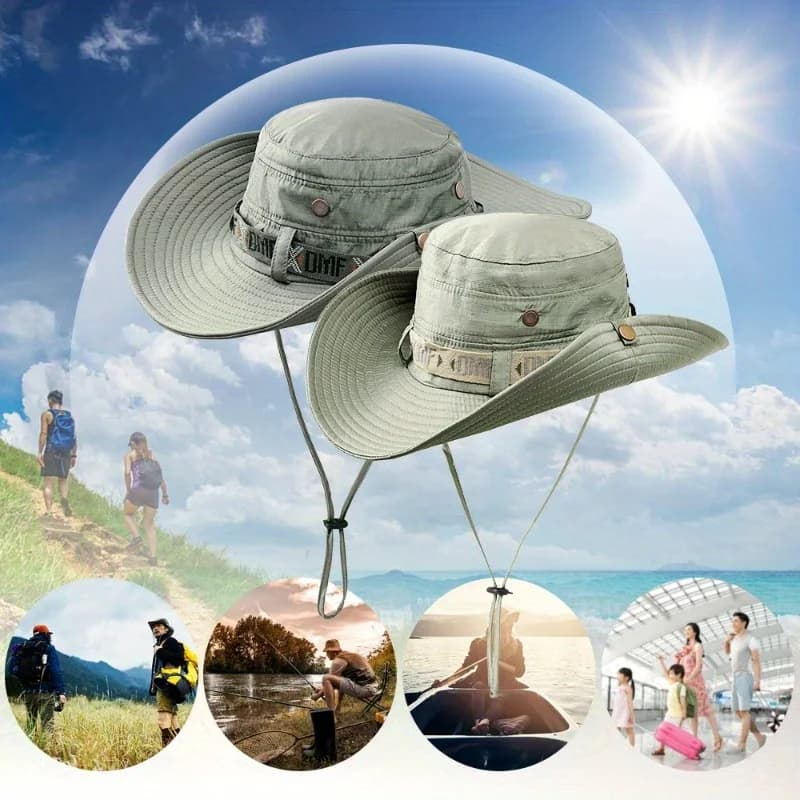 Cappello da pescatore estivo Uomo Donna Cappello a tesa larga Berretto da pesca in rete traspirante Cappelli da spiaggia Cappello di protezione solare Cappello di protezione UV per esterni