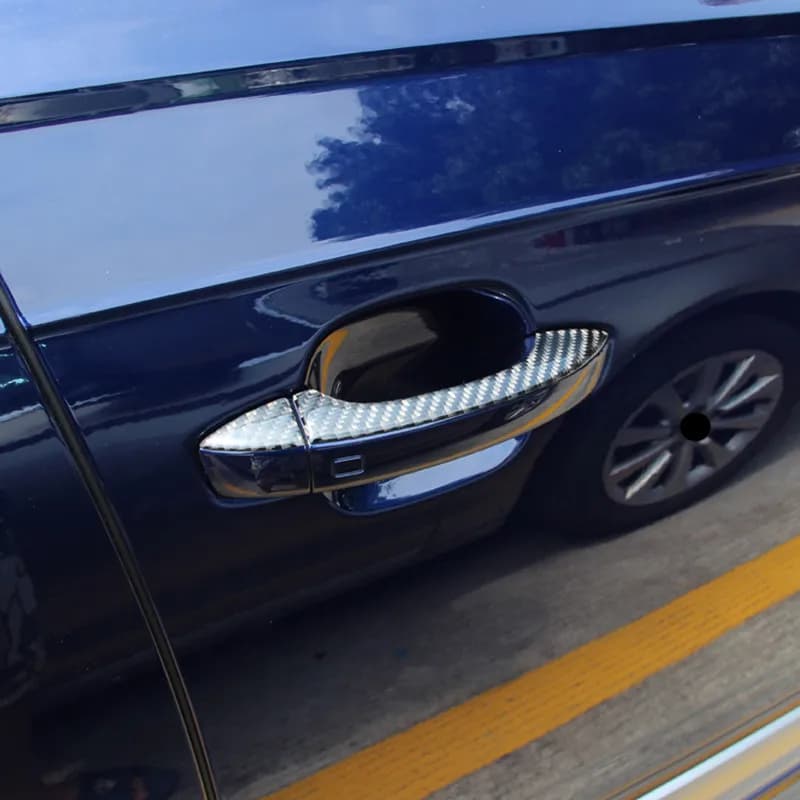 Per Audi Q7 2016-2019 Maniglie per porte in fibra di carbonio Decorazione Strisce di copertura Maniglia della porta Decal Trim Adesivi per auto Accessori esterni