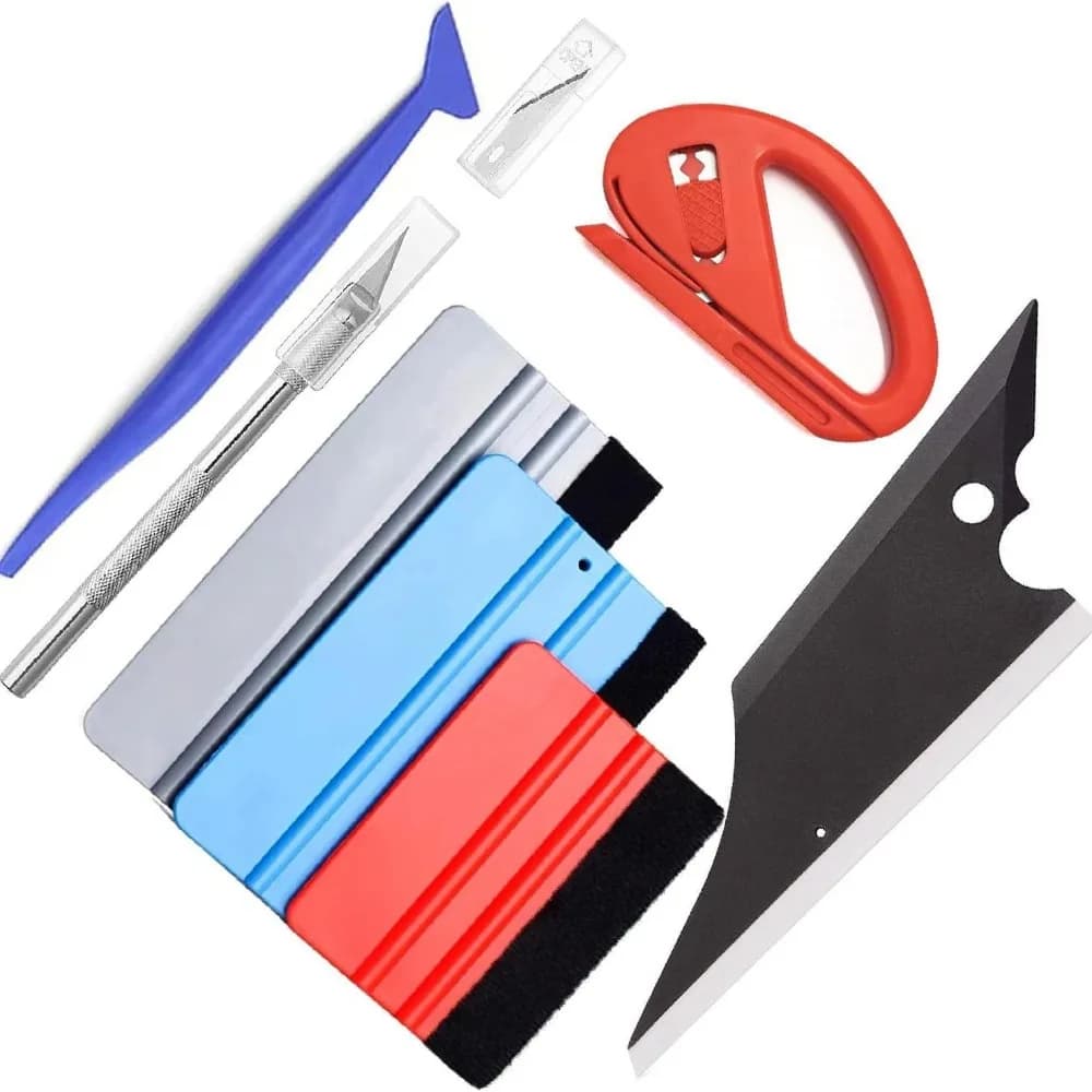 TOFAR Kit di strumenti per avvolgere la pellicola per auto Spatola in vinile Taglierina per tergipavimento per la tinta della finestra del veicolo Accessori per auto Strumenti di avvolgimento Mirco Raschietto