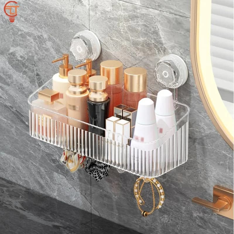 No Drill Suction Cup Bathroom Storage Rack Quick Drain Toothpaste Toothbrush Organizer Wall Mounted Shelf For Kitchen Shower