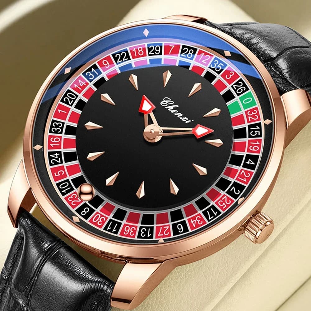 CHENXI Fashion Men Watch Rotating Dial Las Vegas Roulette Desktop Theme Watch Men Waterproof Luminous Clock Watches