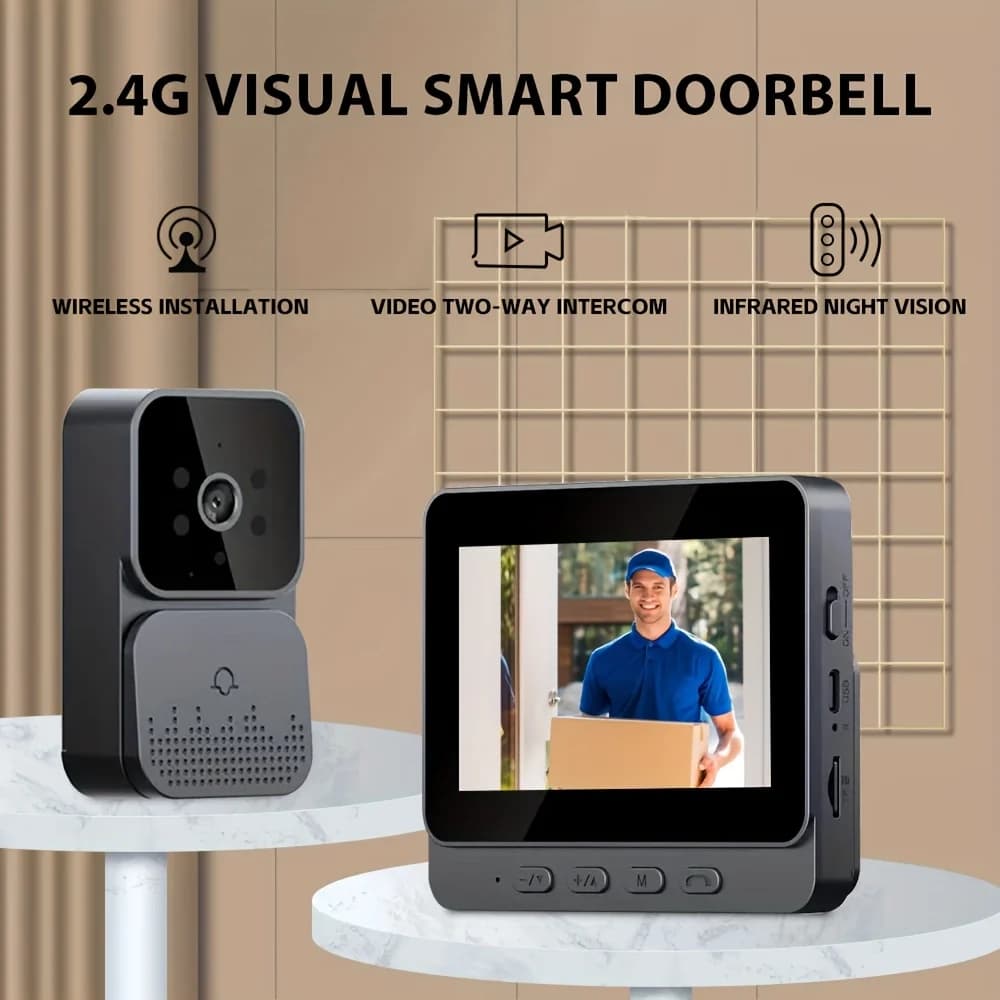 Campanello video wireless intelligente con schermo da 4,3 pollici per il monitoraggio interno in tempo reale Nessun app o connessione Internet richiesta