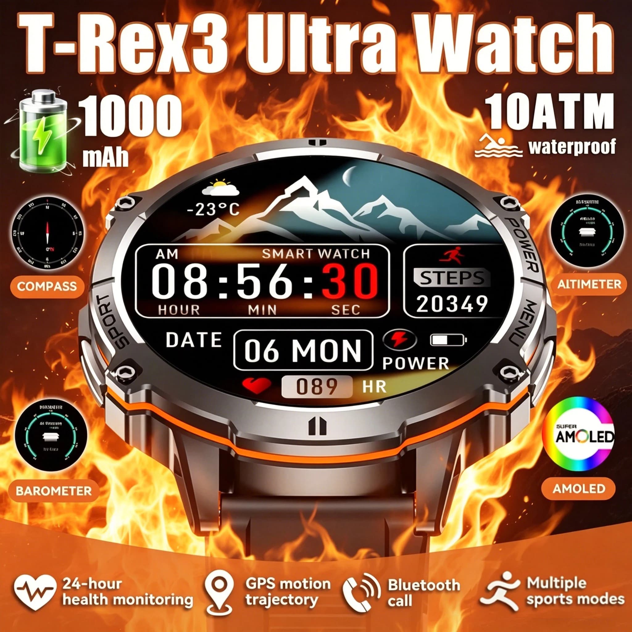 2026 New Military TANK X3 Smart Watch Men IP68 Waterproof GPS Path 1.75" AMOLED HD Call Sports military Smartwatch For Men Gifts
