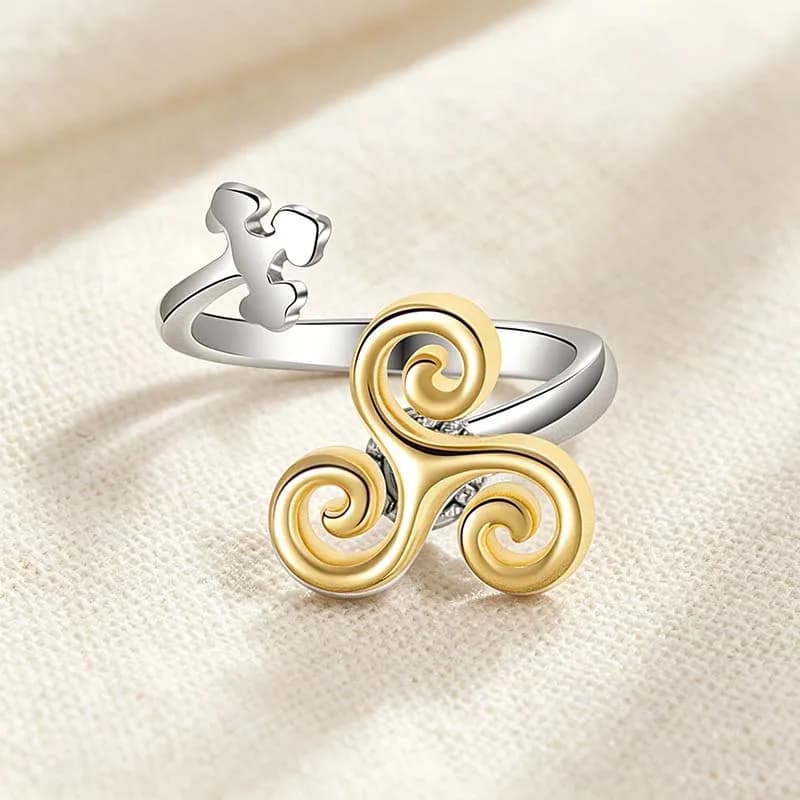 New Fashion Rotate Teen Wolf Triskele Inspired Ring Anti Anxiety Fidget Finger Jewelry Cool Girls Spinner Rings Gift Accessories