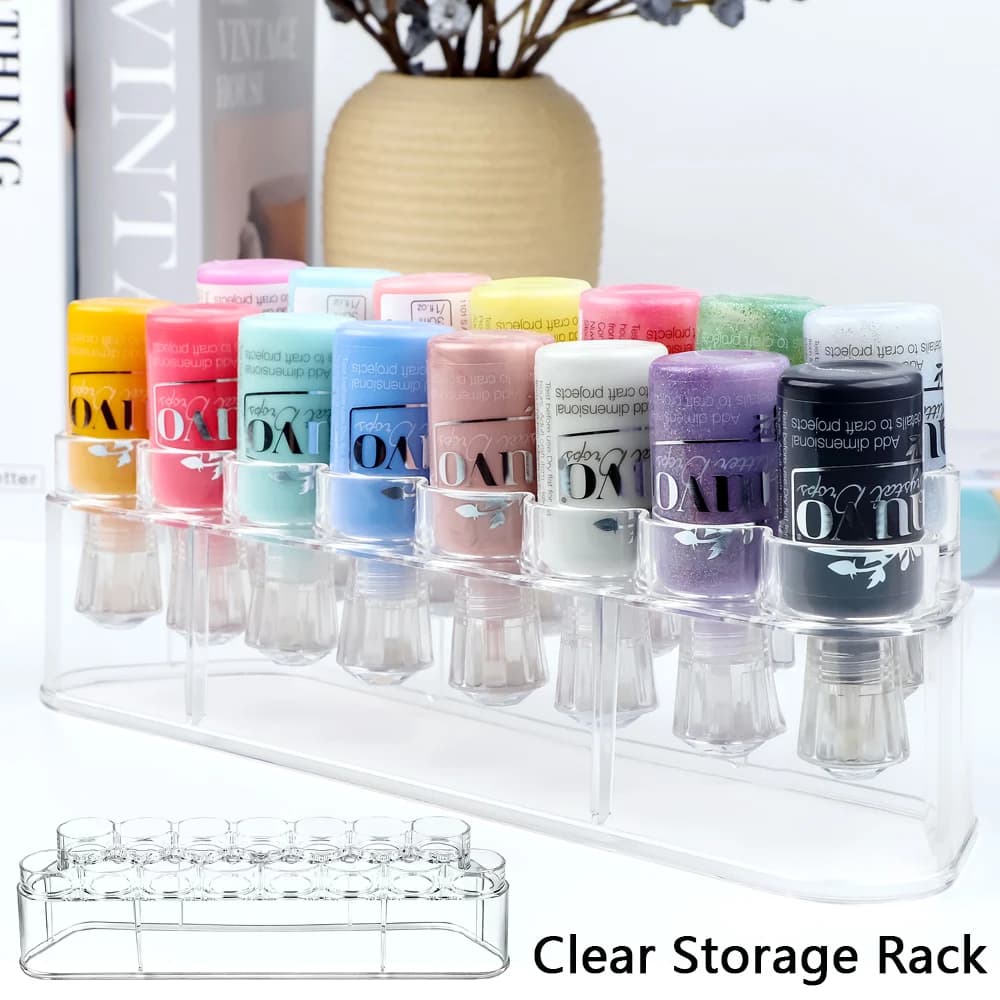 11.5x3x3.3inc Clear Storage Rack Storage Container Organizer Craft Paint Organizer Hold 15Each for Bottles&Blending Storage Tool