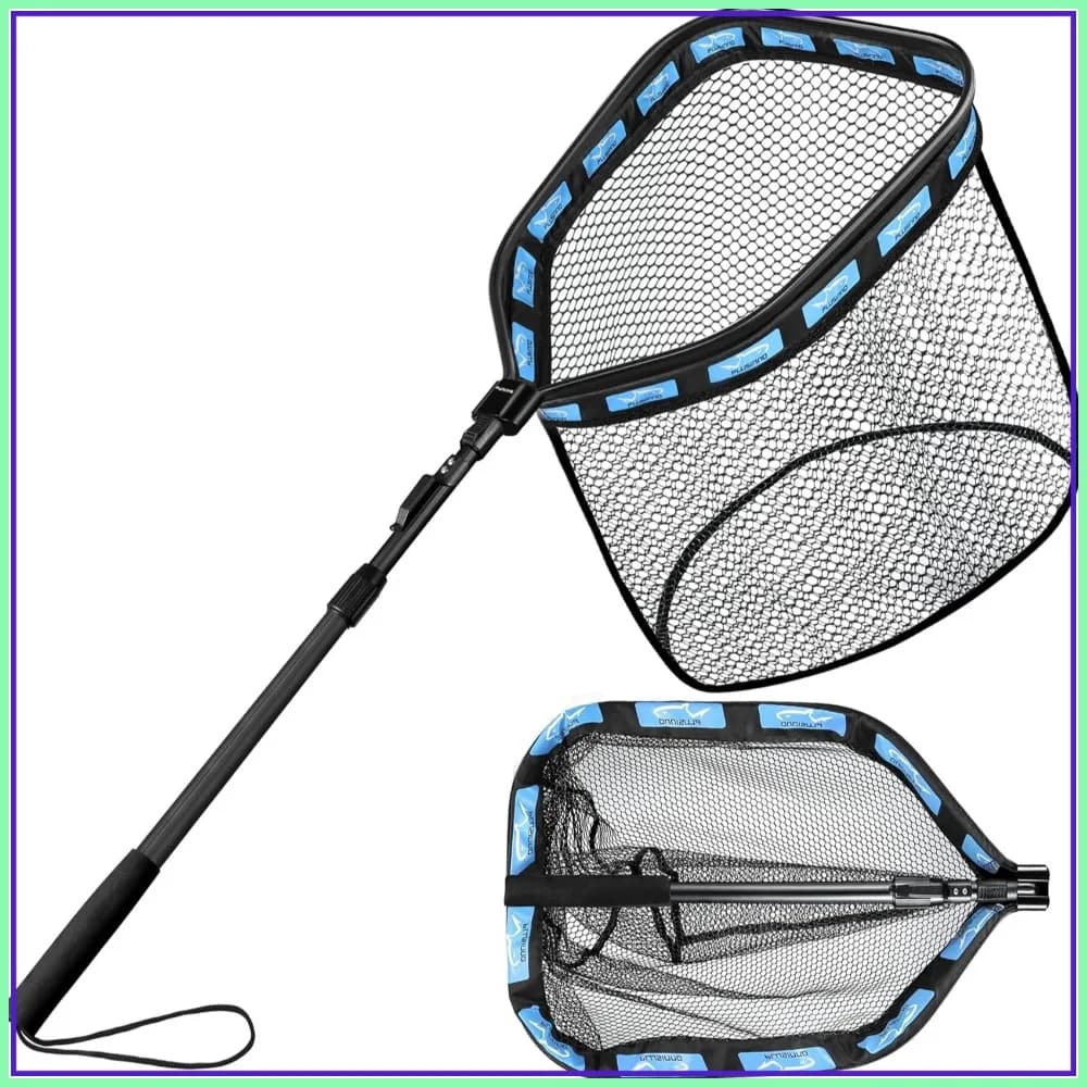 Guadino Pieghevole Rivestito in Gomma per la Pesca di Steelhead, Salmone, Spigola con Manico Regolabile, Regalo Ideale per la Pesca