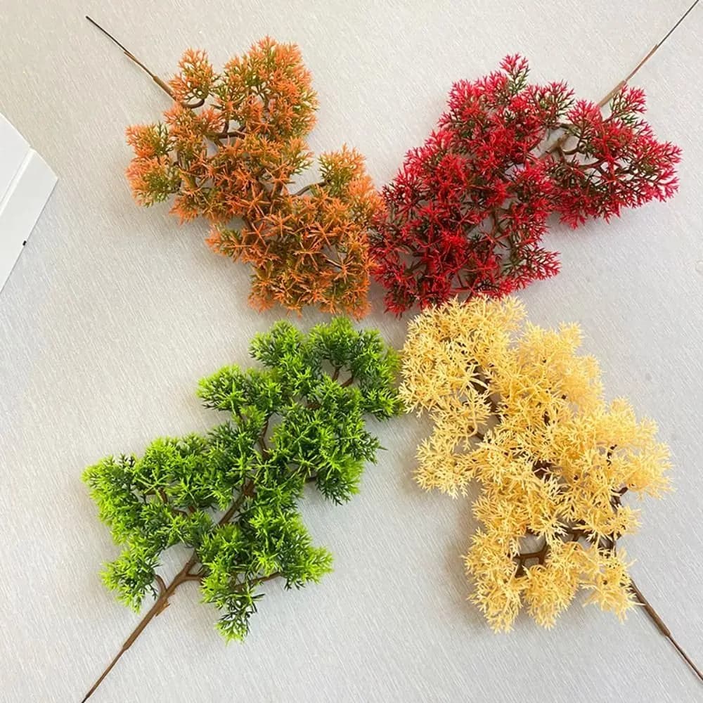 Fake plants Realistic branch of artificial pine green handmade simulation green pine branch plastic pine leaves fake office