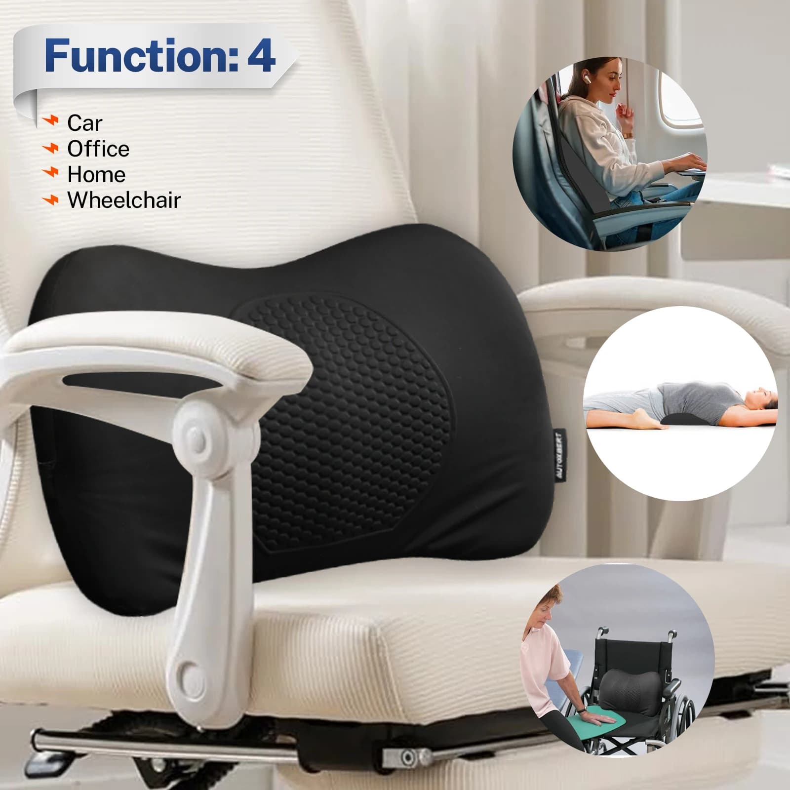 Cuscino lombare per seggiolino auto Supporto per schienale in memory foam in gel Tpe per forniture per auto Morbido e confortevole cuscino per la vita universale Accessori per auto
