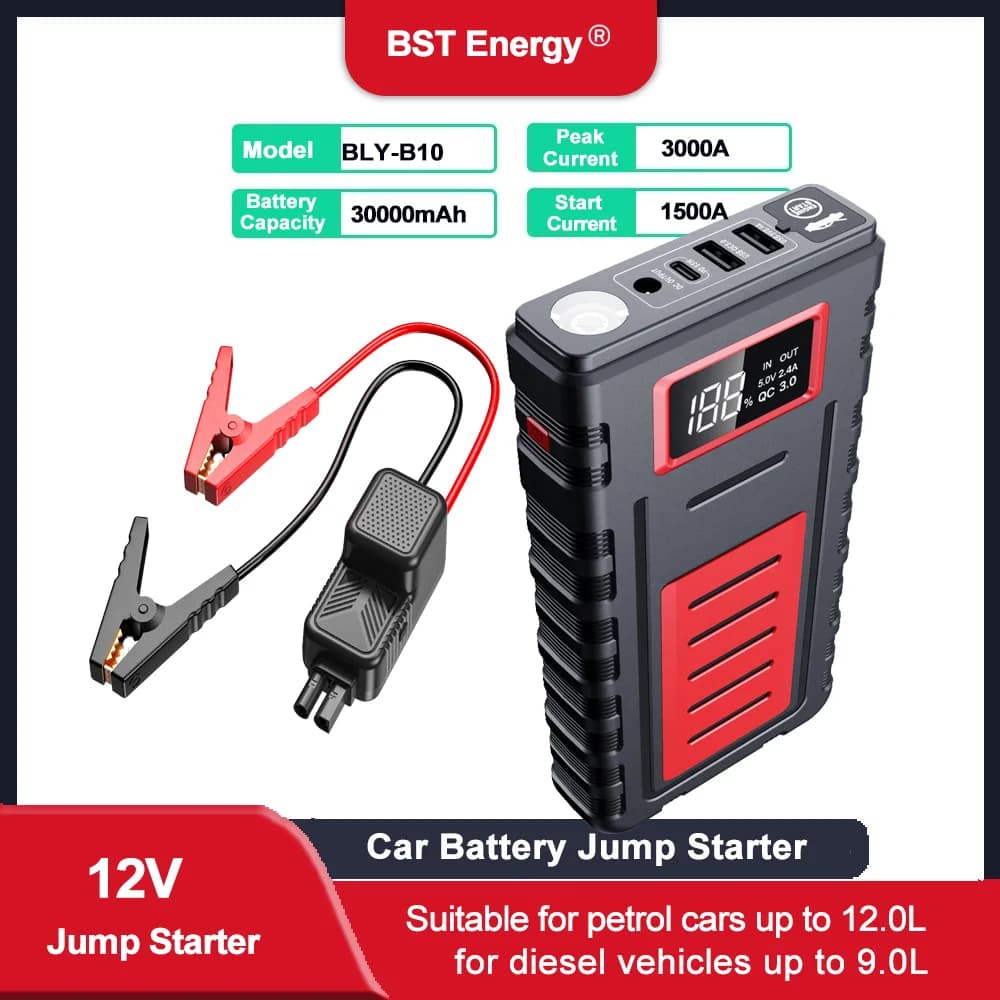 Alimentatore per avviamento di emergenza per auto, Powerbank multifunzione portatile 12V Avviatore di accensione per auto 1000A 1600A 2000A 3000A