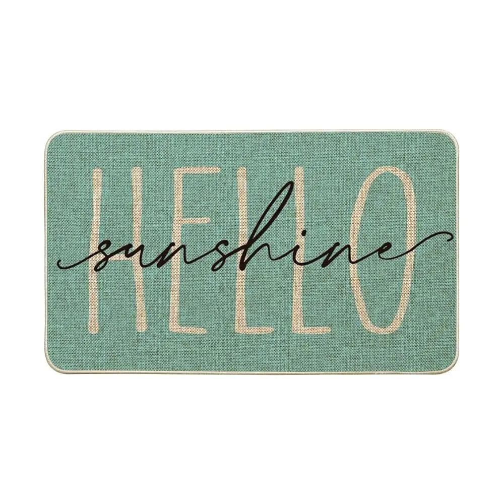 Tappetino per Porta Blu Hello Sunshine Spring, Decorazione Estiva per Casa, Tappeto Basso Profilo per Interni ed Esterni, Spedizione Gratuita