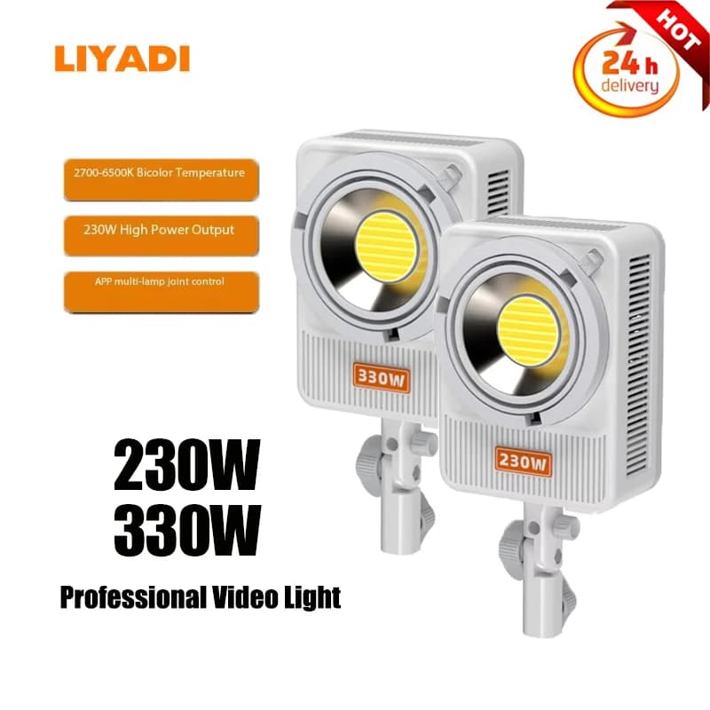 LIYADI Lampada LED COB 230W/330W per Fotografia, Luce Professionale per Video 2700K-6500K, Illuminazione Continua per Studio Video