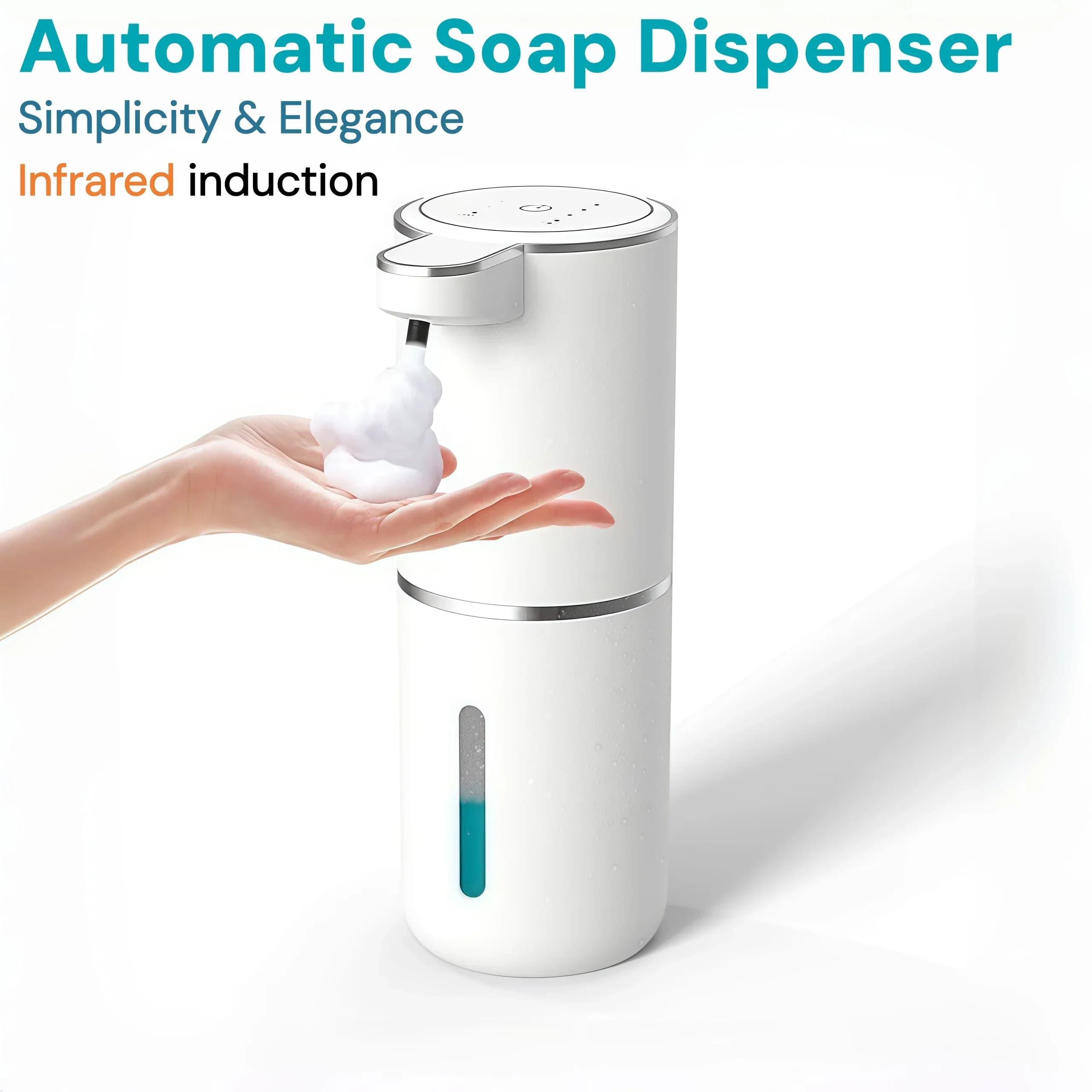 Dispenser di Sapone Intelligente con Sensore per Cucina, Erogatore Automatico Senza Contatto di Schiuma Liquida Ricaricabile, per Bagno, Ristorante