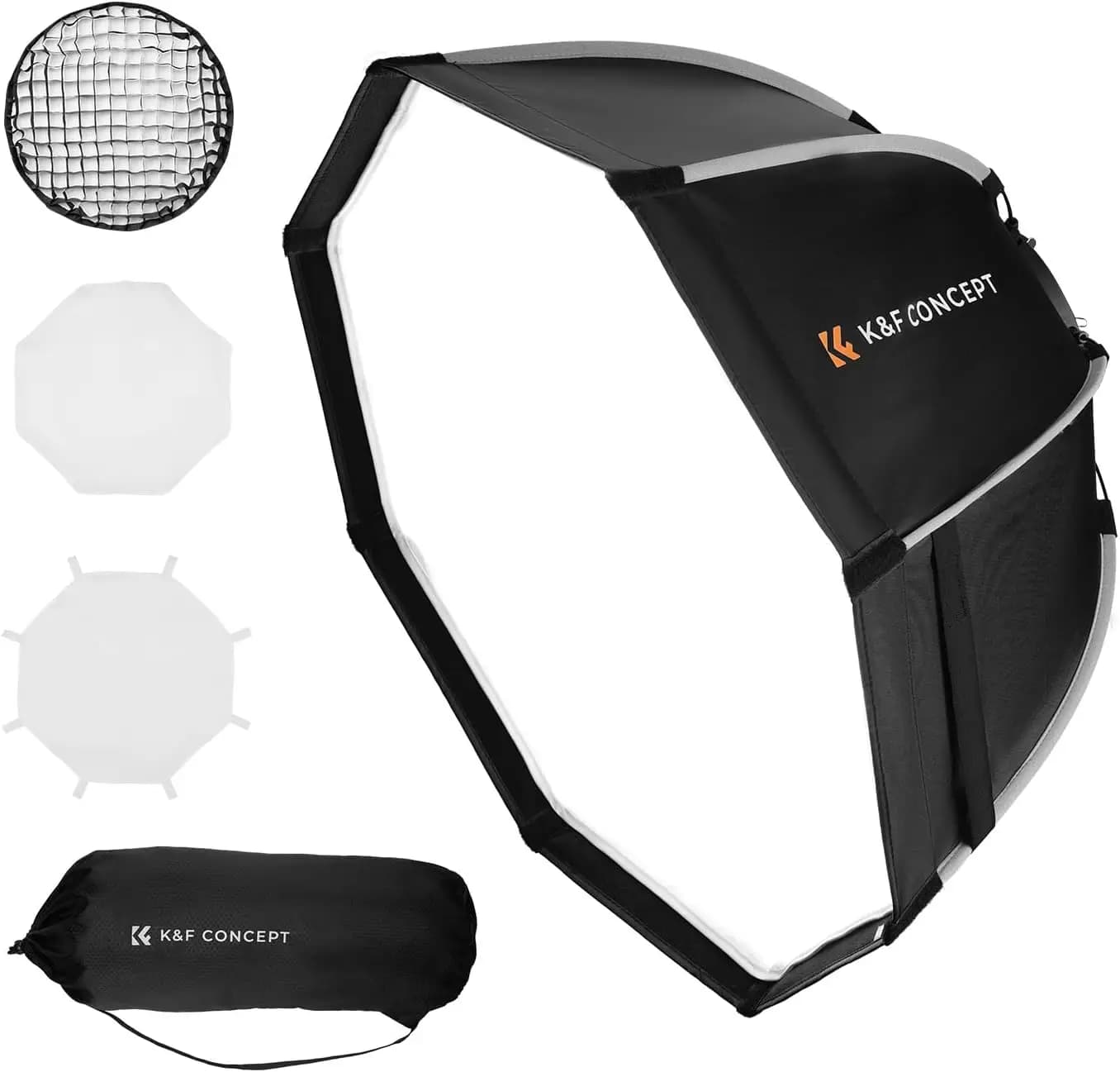 Softbox Ottagonale da 35"/90cm con Griglia a Nido d'Ape e Diffusori, Attacco Bowens a Sgancio Rapido per Flash da Studio