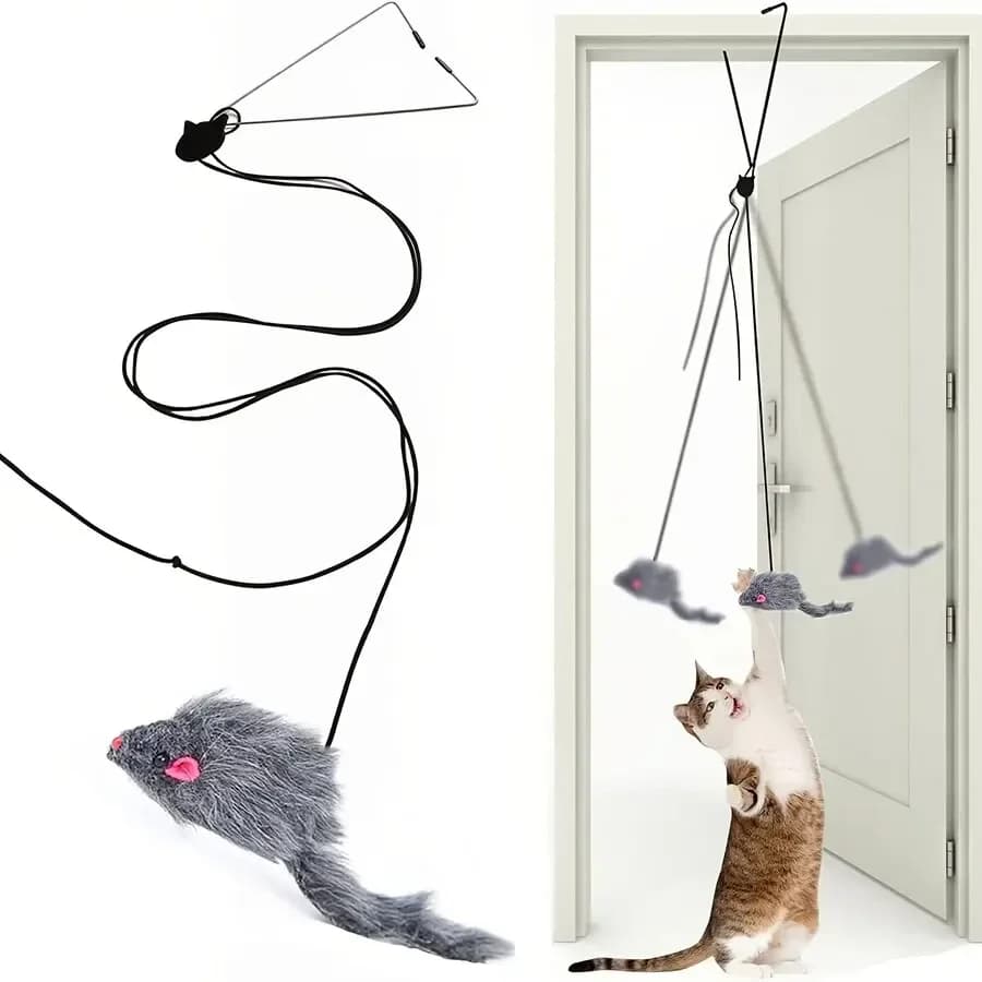 Simulation Mouse Cats Funny Toy Self-hey Hanging Door Retractable Cats Stick Scratch Corda Mouse Cat Toy Interactive Cat Supply
