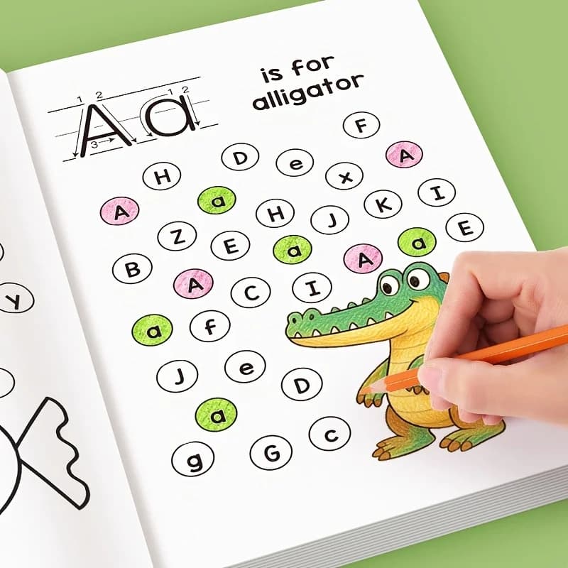 32-page children's writing exercise board, a notebook for preschool children's writing exercises, pen control training tool, suitable for home and school use, school material, preschool education, structured writing, teaching activity book, exercise book on alphabet