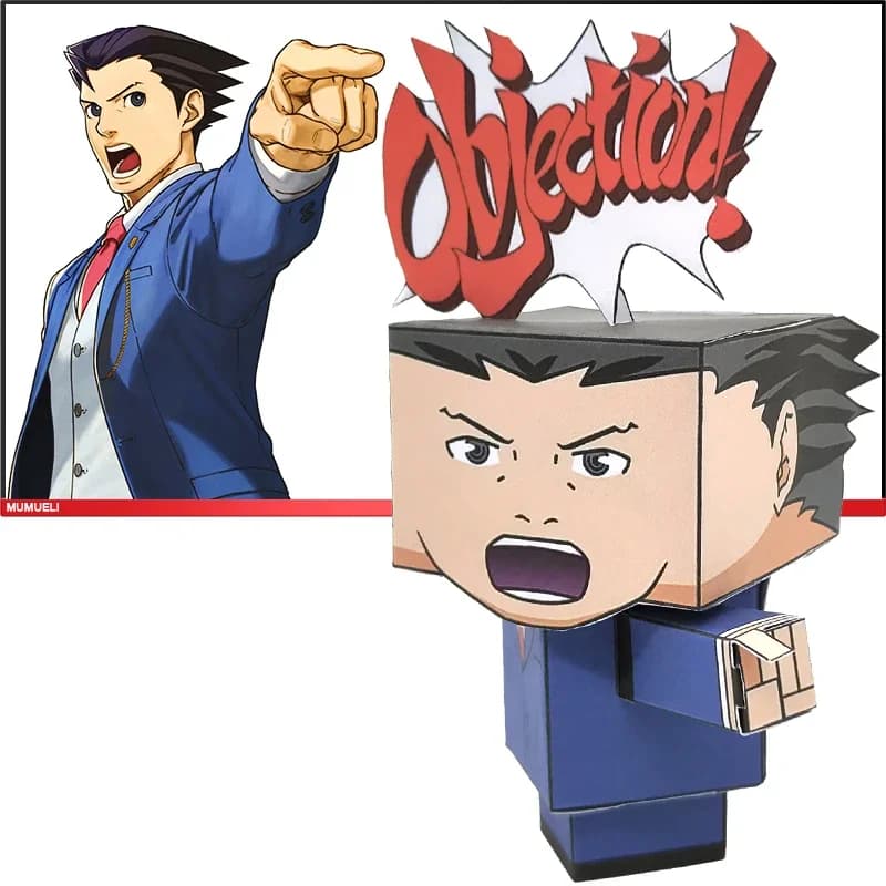 No-glue Gyakuten Saiban Phoenix Wright Origami Handmade 3D Paper Model Papercraft DIY Cube Kids Adult Craft Toys CS-043