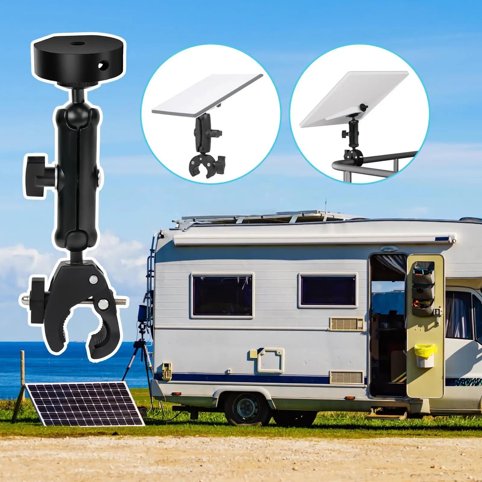 Adattatore per tubo per camper Accessorio per auto in lega di alluminio Montaggio Mini supporto per camper Portapacchi per camper per yacht Van Rimorchio da viaggio Roulotte Camper