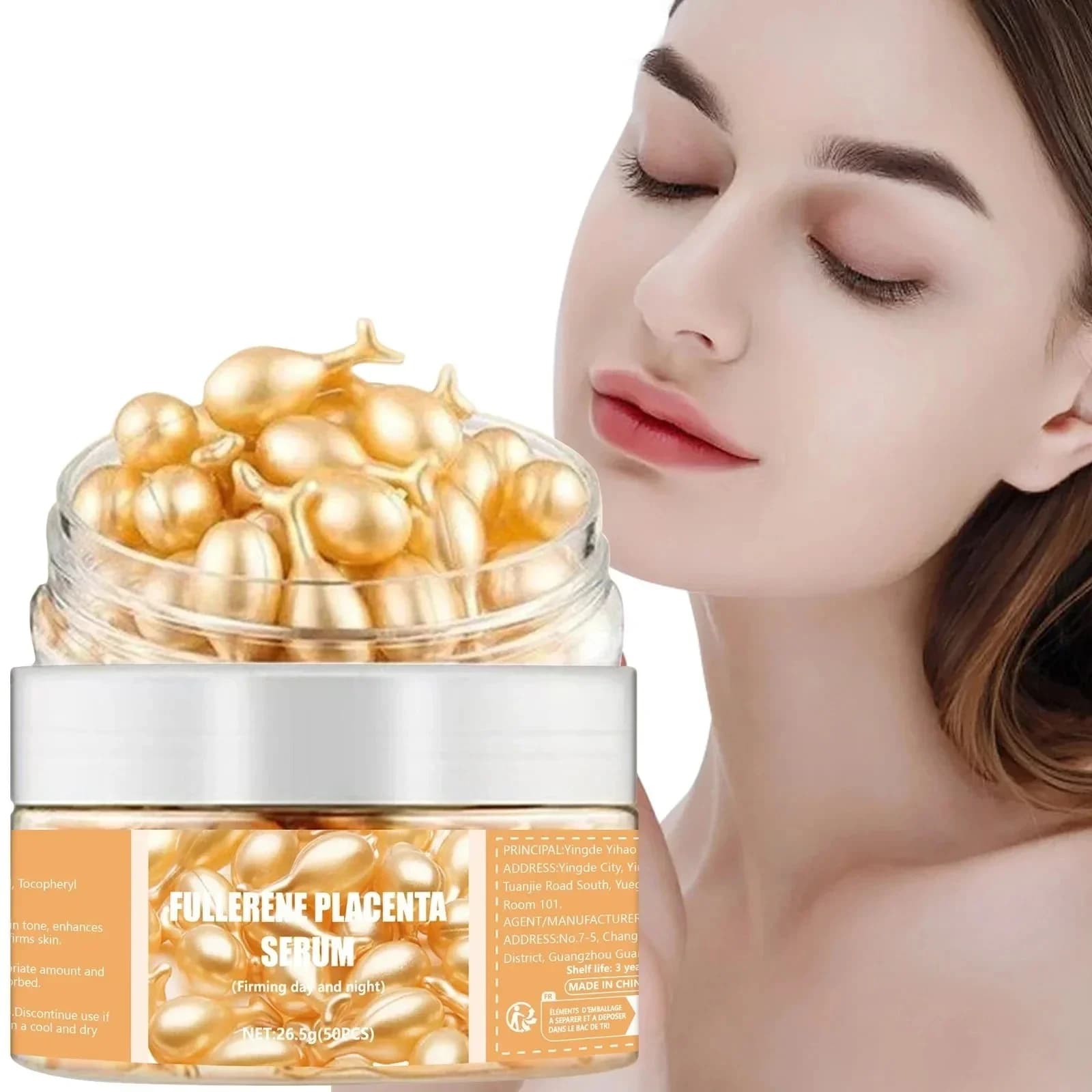 50 collagen capsules for facial care, anti-acne serum, anti-wrinkle, firming, whitening, with hyaluronic acid, new style.