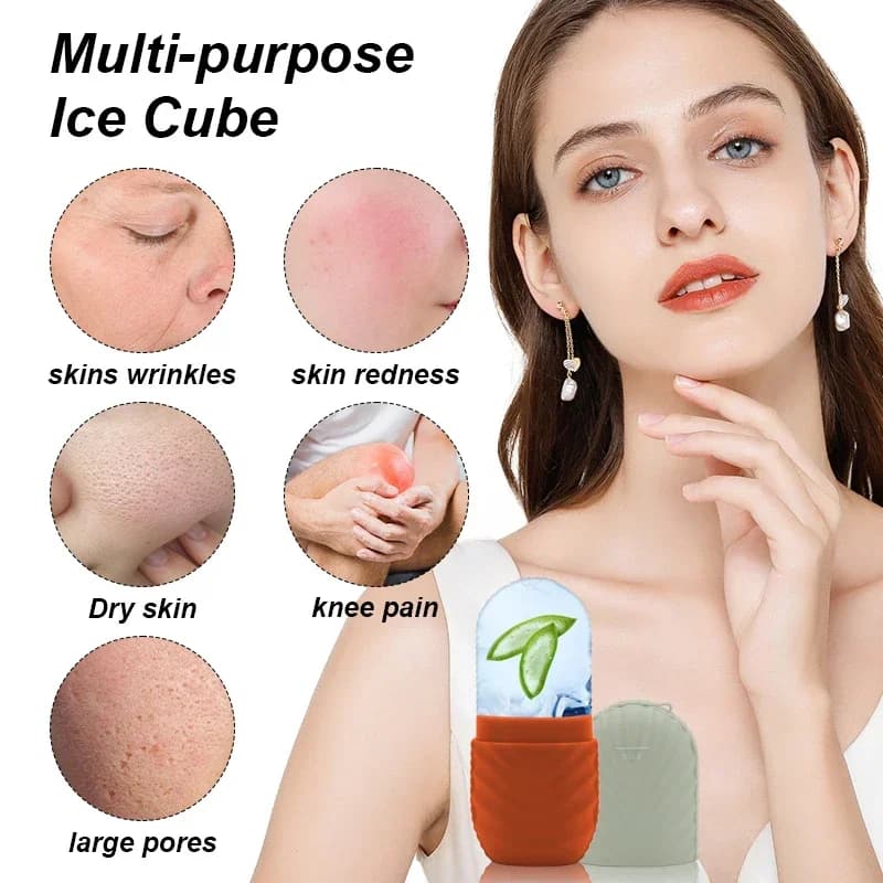 Griglia per ghiaccio facciale Massaggio Griglia per ghiaccio in silicone Stampo per compressione del ghiaccio portatile per restringimento dei pori del viso