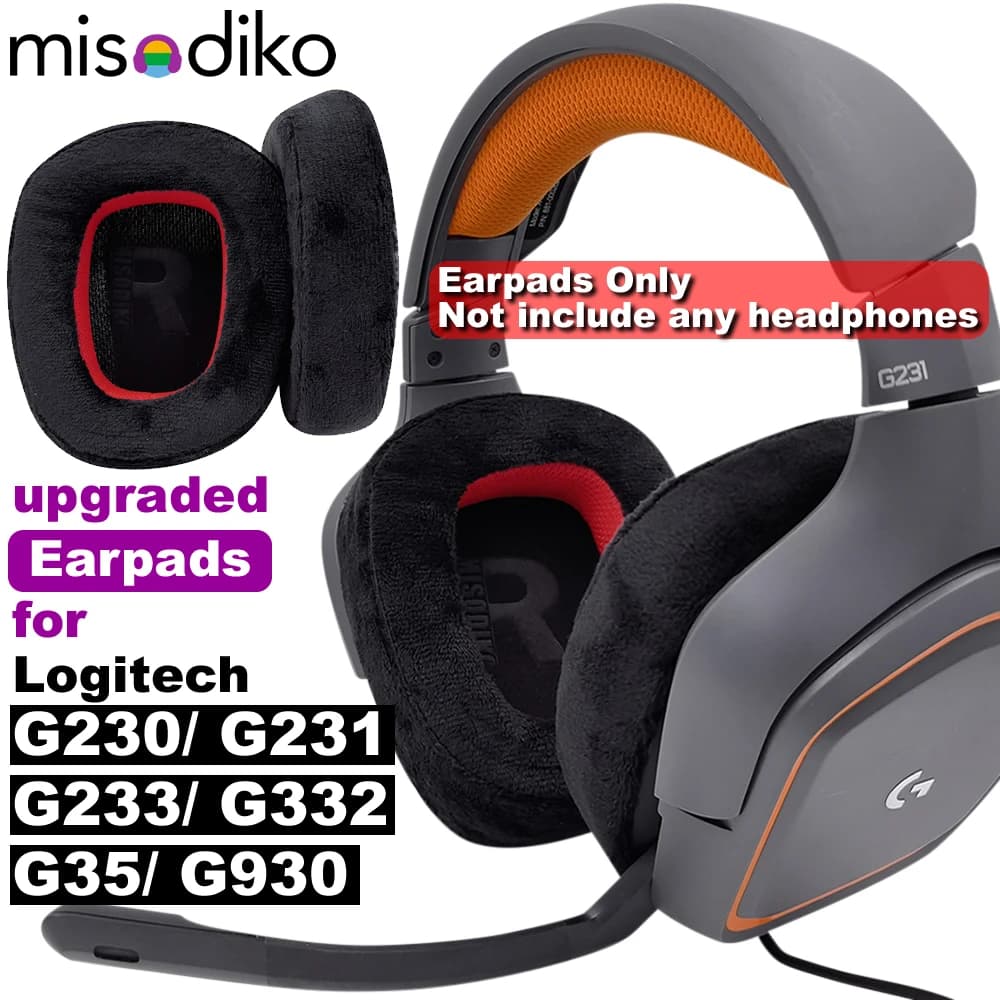 Misodiko up-to-date ear pads for gaming headphones Logitech G230 G231 G233 G332 G35 G930