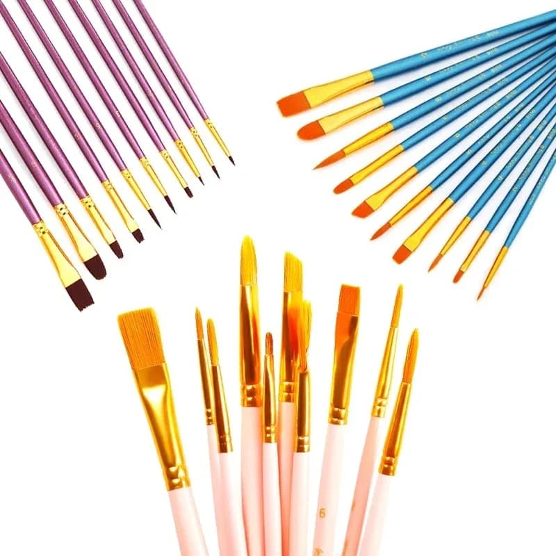 Ginflash Set da 6/10 pezzi penna per pittura a guazzo ad acquerello Set di pennelli per capelli in Nylon forniture artistiche per il disegno