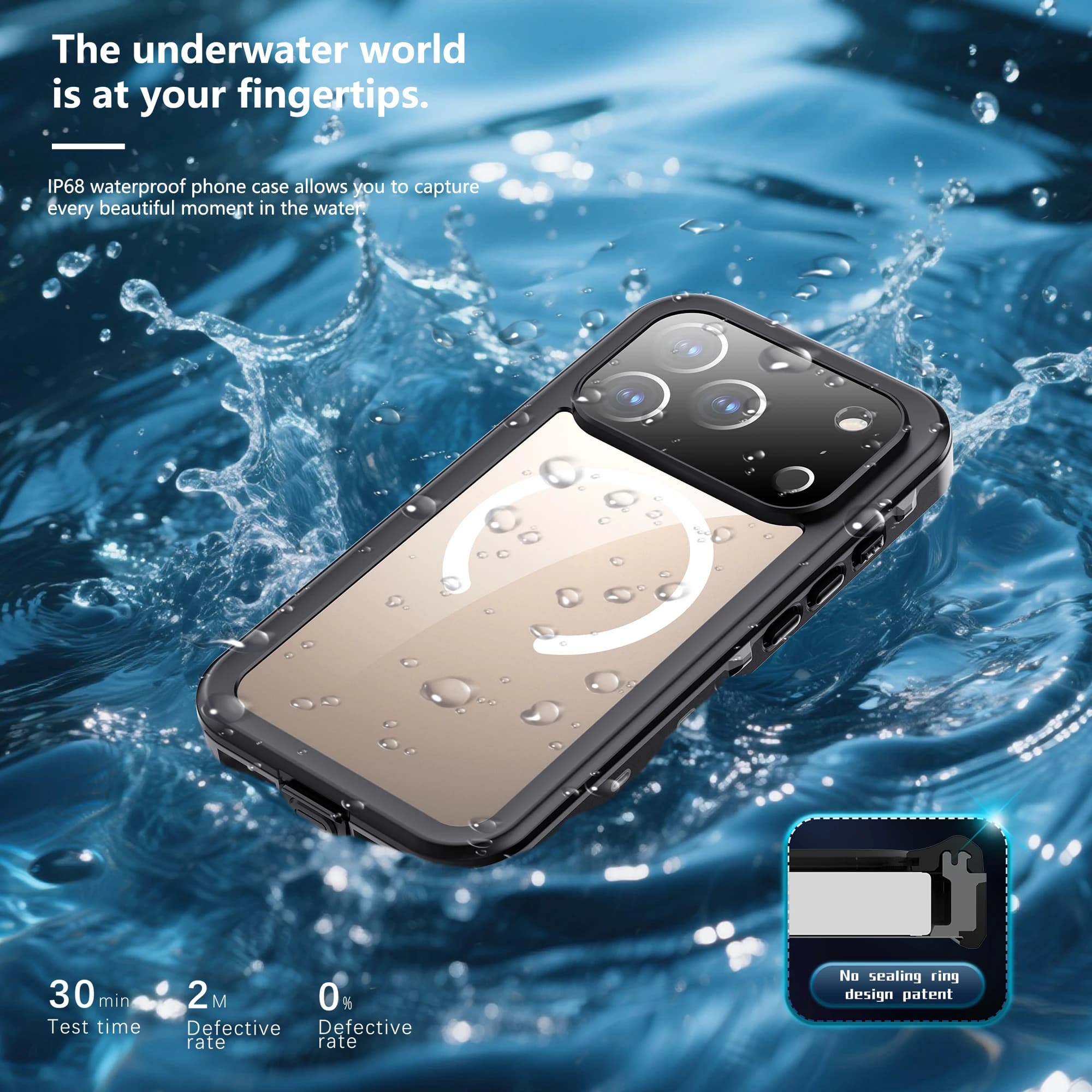 Custodia per telefono impermeabile magnetica Shellbox IP68 per nuoto e immersioni - Compatibile con iPhone 17/17AIR/17Pro/17Promax