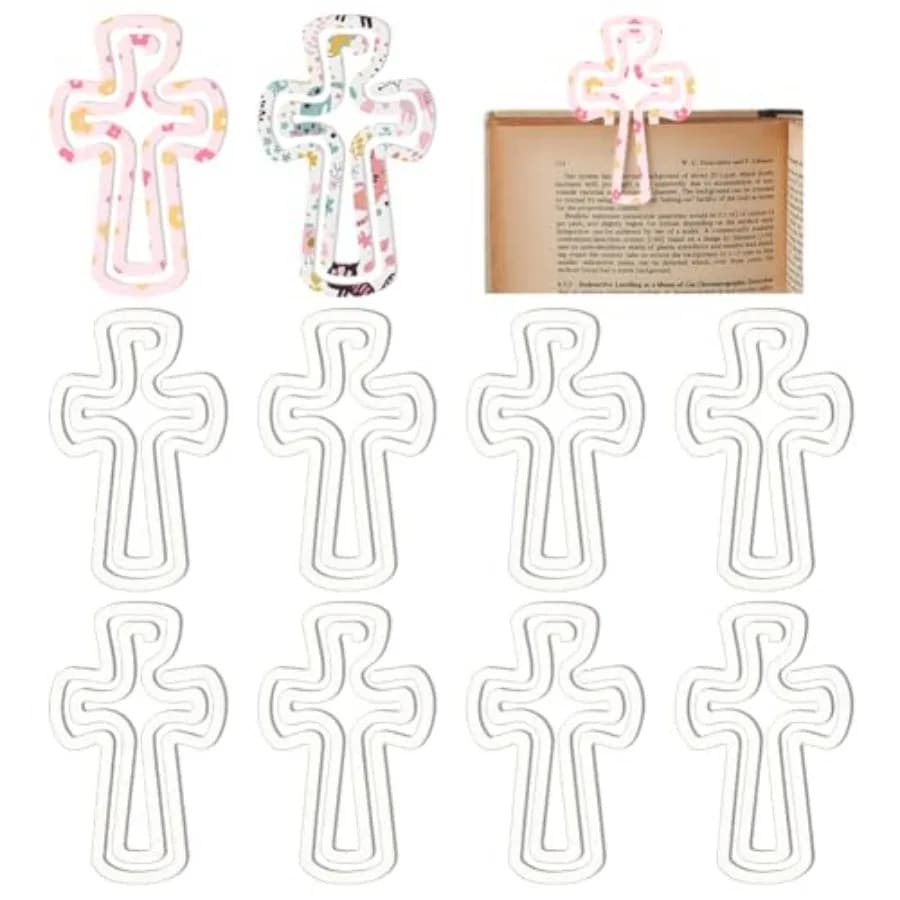 16pcs Sublimation Paper Clips Blank, Cross Clear Acrylic Paper Clips Jumbo Paperclips Bookmark Clip for Heat Transfer, Home Off