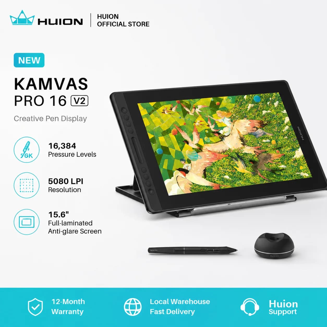 HUION KAMVAS Pro 13 GT-133 Display con penna Monitor per tavoletta grafica digitale Monitor da disegno per tablet con penna senza batteria con funzione di inclinazione