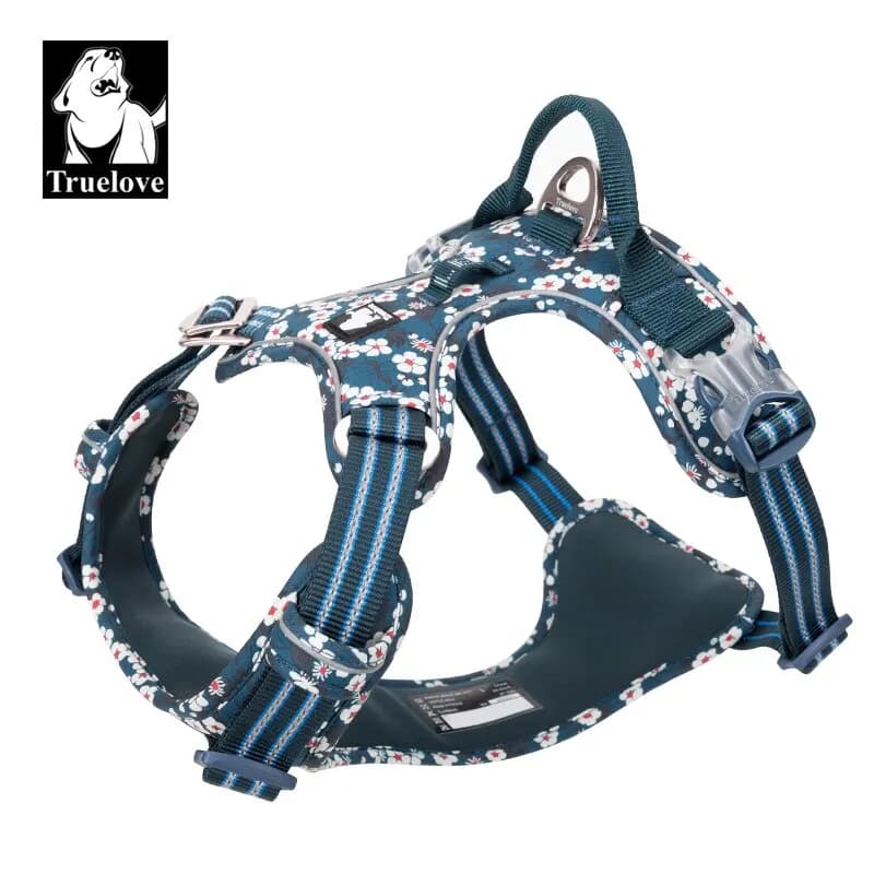 Pettorina per cani Truelovepet per taglia grande, media, piccola, con gilet regolabile in cotone e lega di alluminio con motivo floreale
