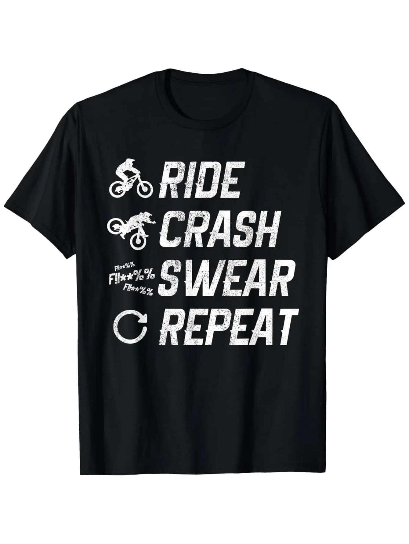 T-shirt "Ride Crash Swear" per mountain bike - 100% cotone, regalo per motociclisti S-XXXL