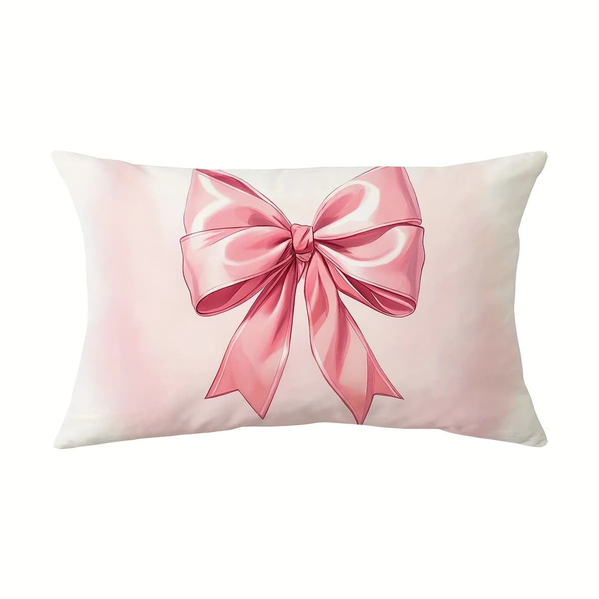 1 fodera per cuscino lombare con stampa fiocco rosa, adatta per divano, camera da letto, soggiorno, cameretta delle ragazze, regalo romantico per gli amanti dello stile dolce.