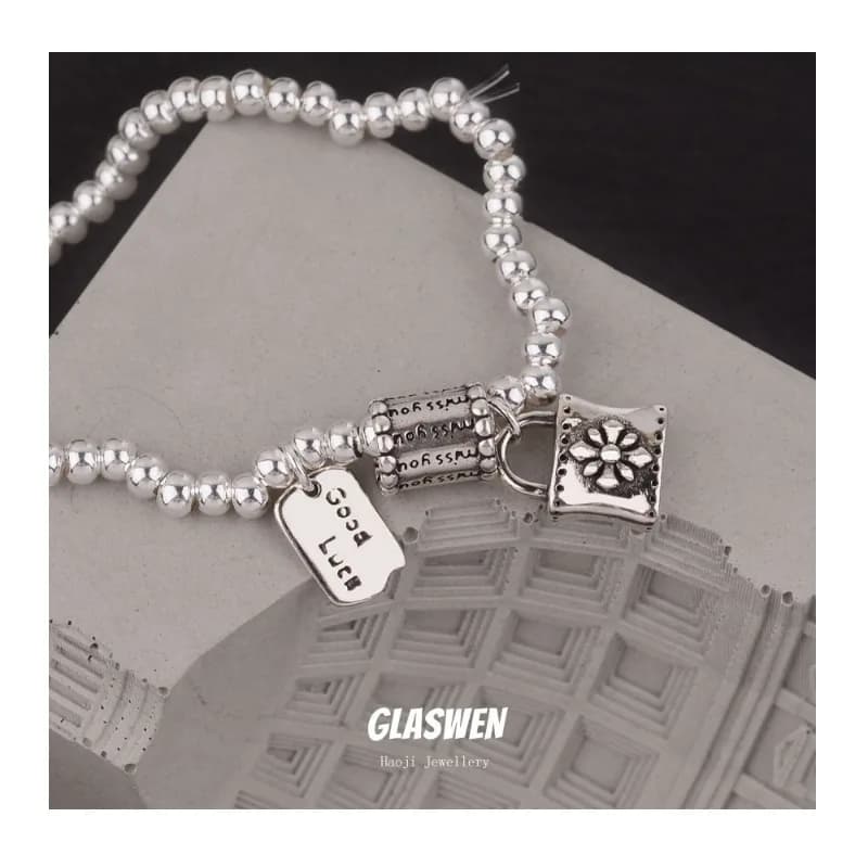 Braccialetto Personalizzato con Perline in Stile Inglese, Bracciale Elastico con Chiusura a Croce per Donna, Accessori Semplici