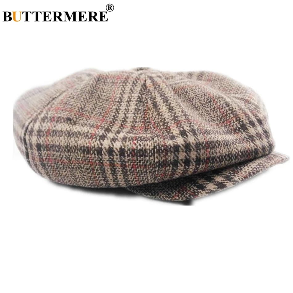 BUTTERMERE cappello da Newsboy Unisex uomo donna berretto ottagonale in lana Plaid Vintage uomo berretto femminile autunno inverno berretto piatto