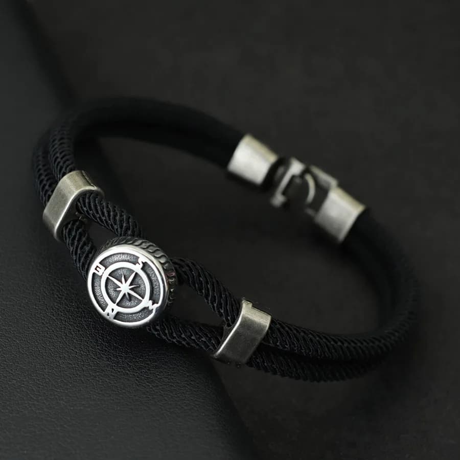 Nuovo braccialetto bussola uomo vichingo corda nautica braslet braccialetto tessuto fatto a mano accessori surfista hombre braccialetto di corda marina