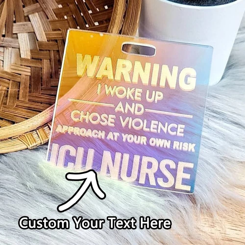 1 piece custom ID badge pendant: custom laser engraved cable name, nurse theme, DIY, glossy finish, ideal accessory for everyday use