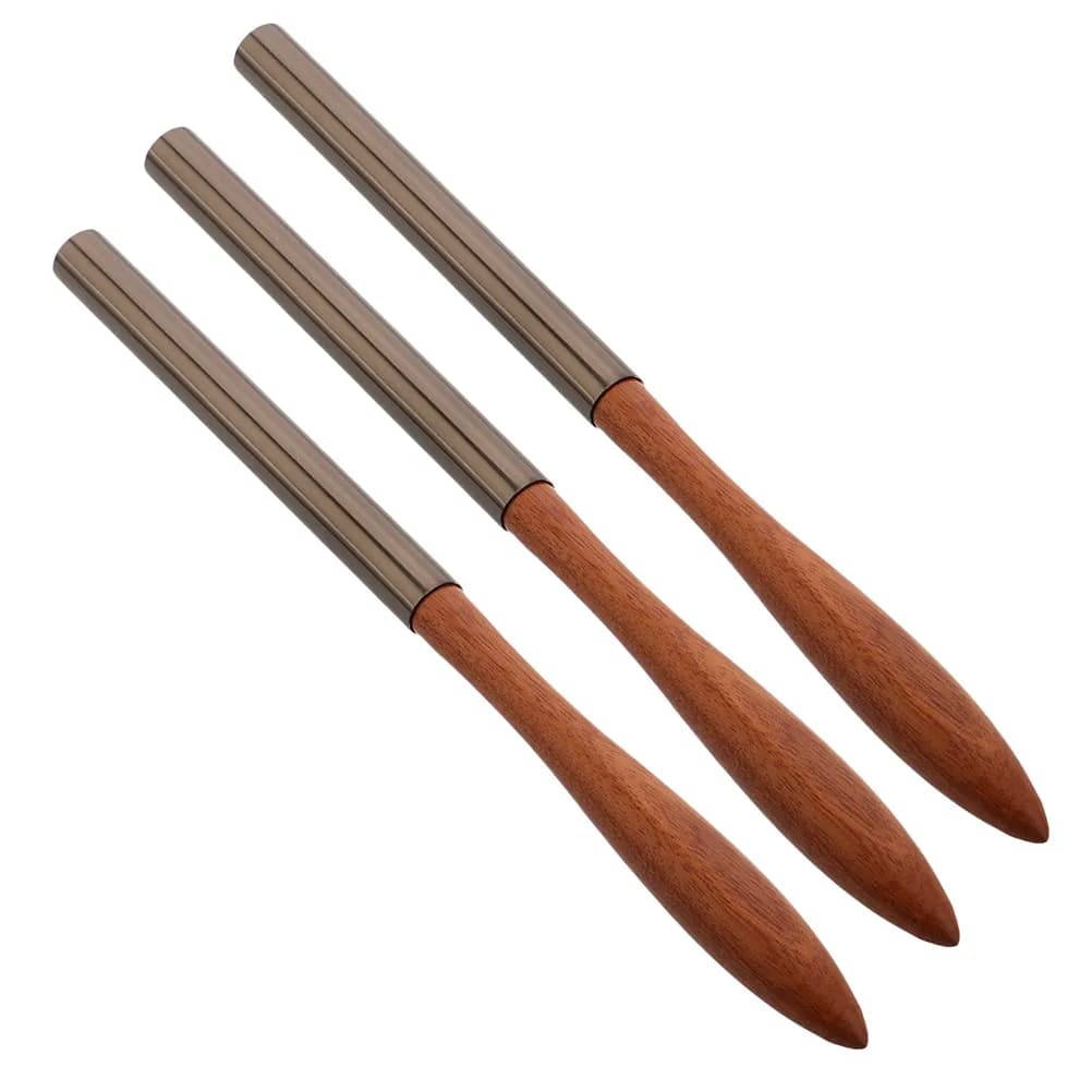 Set di 3 Pennelli per Nail Art Multifunzionali, Pennello per Gel con Testa Piatta, Manico Ergonomico in Legno, Strumenti Rapidi per Decorazione Unghie, Accessori Professionali