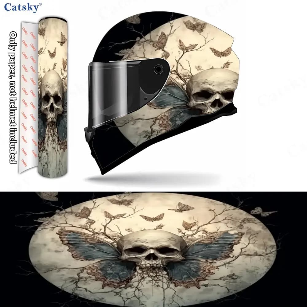 Adesivo per casco da motociclista impermeabile autoadesivo in materiale PVC Death Butterfly, incolla saldamente e non cade, impermeabile e noi