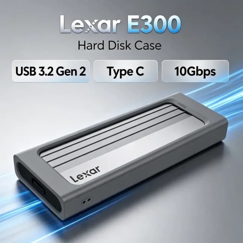 Lexar E300 Mobile M.2 SSD Enclosure for 2230/2242/2260/2280 NVMe SSD USB 3.2 Gen 2 Type C External Hard Disk Case