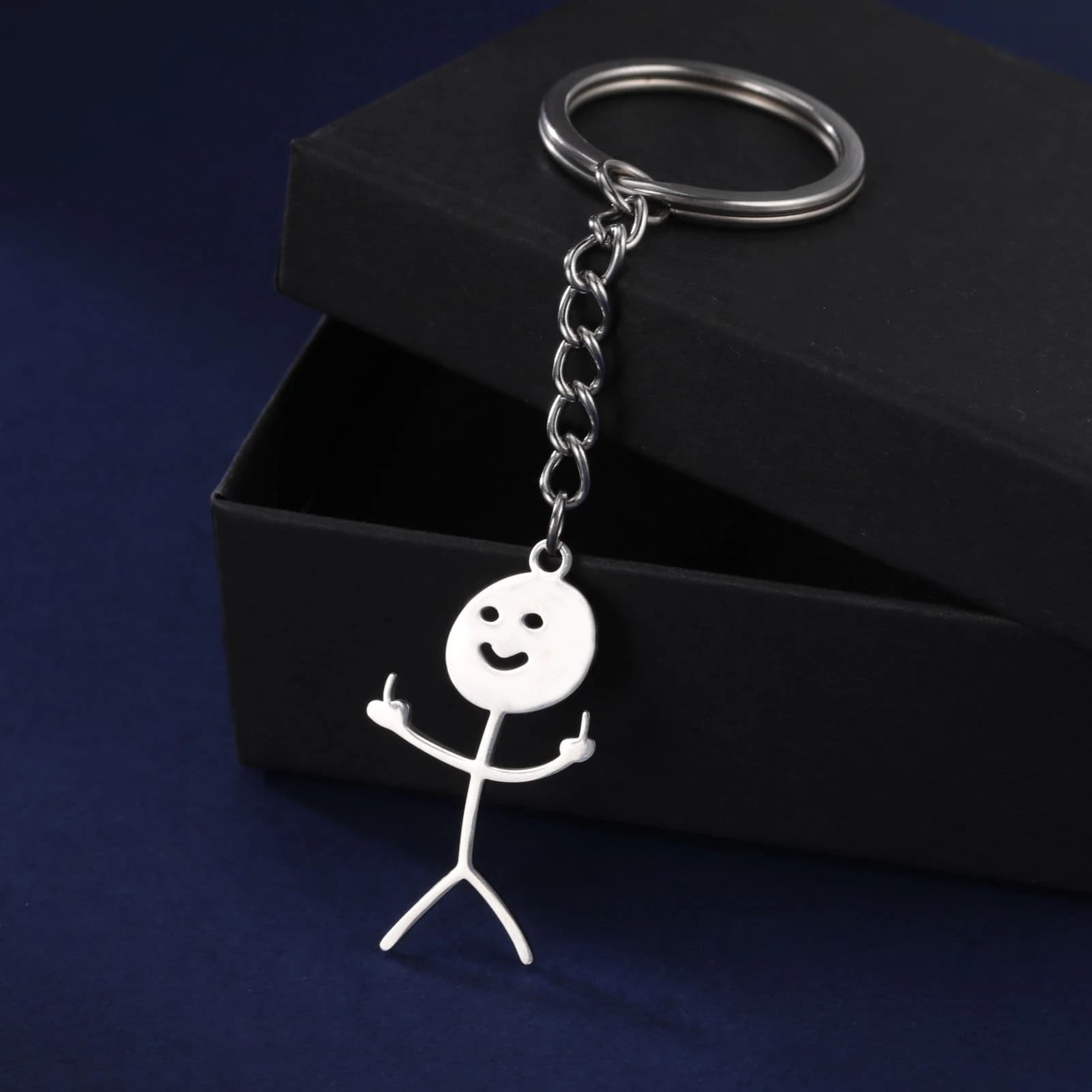 Teamer Divertente Dito Medio Stickman Portachiavi 2026 Carino Tendenza Borsa da Scuola Chiave Dell'automobile Ciondolo Coppia Nuovo Gingillo Regalo Portachiavi