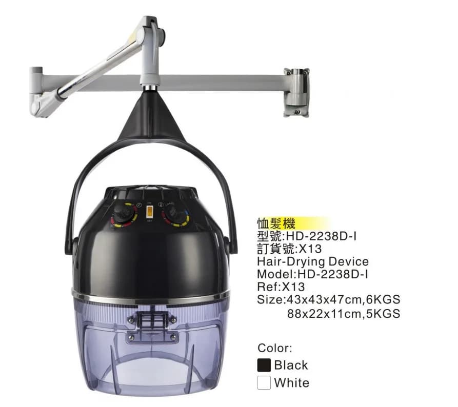 Professional hair dryer from Barbiere, Black Wall Heating Helmet, Steam Motor for Hair Treatments
