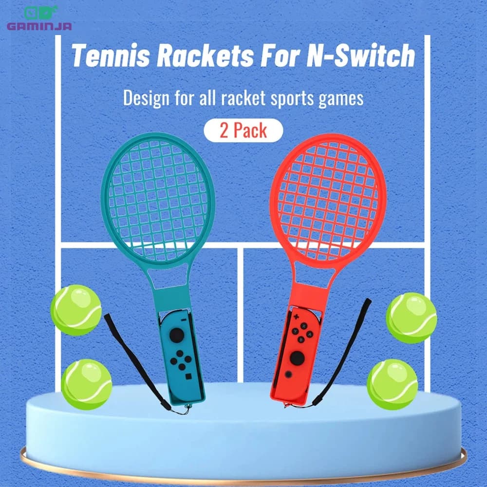 GAMINJA Tennis Rack for Nintendo Switch Oled Joy-Con Handle Holder Manopoles for Controllers Tennis Game Accessories