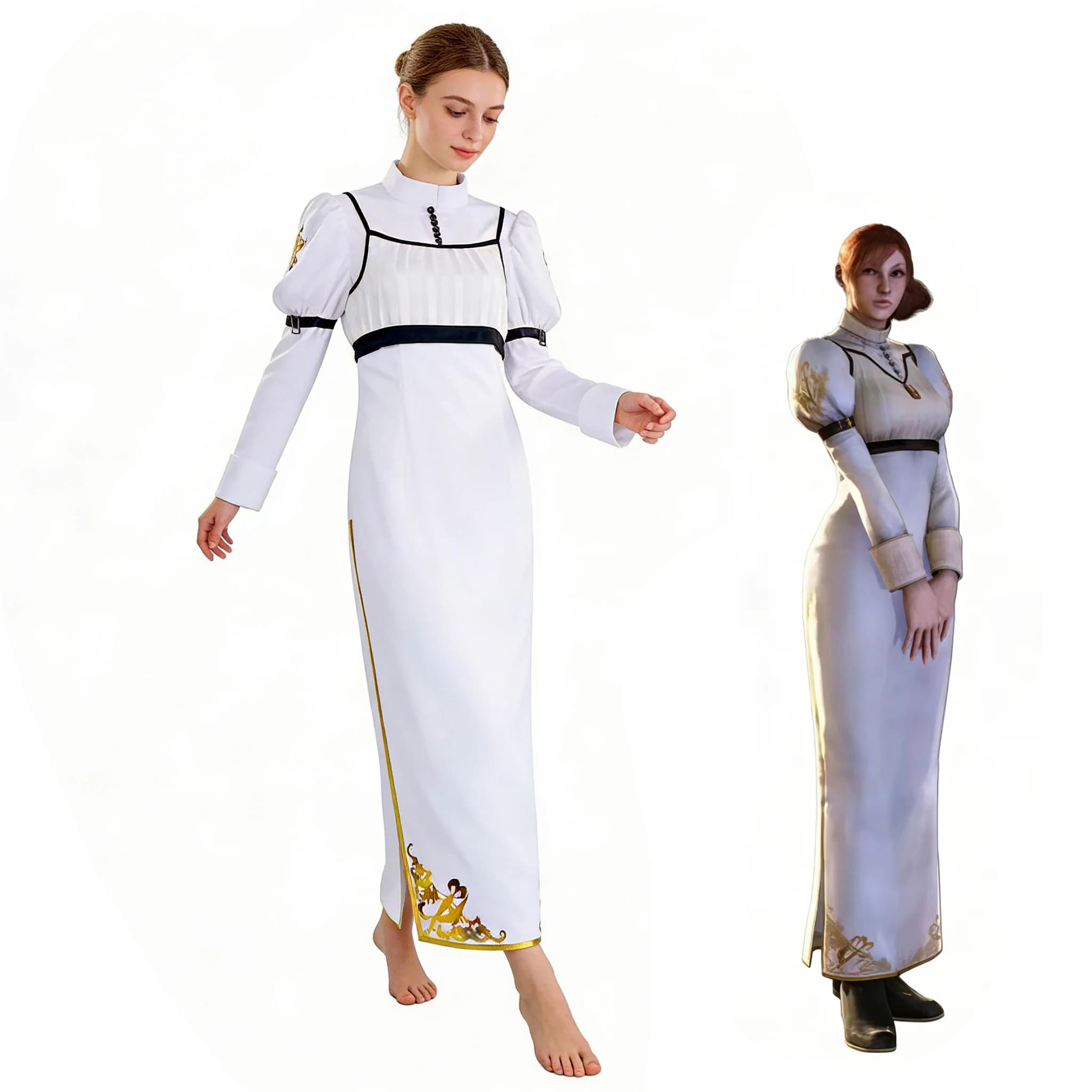 Kyrie Cosplay Costume from Devil May Cry 4 Songstress White Dress for Women Halloween Carnival Party Outfit