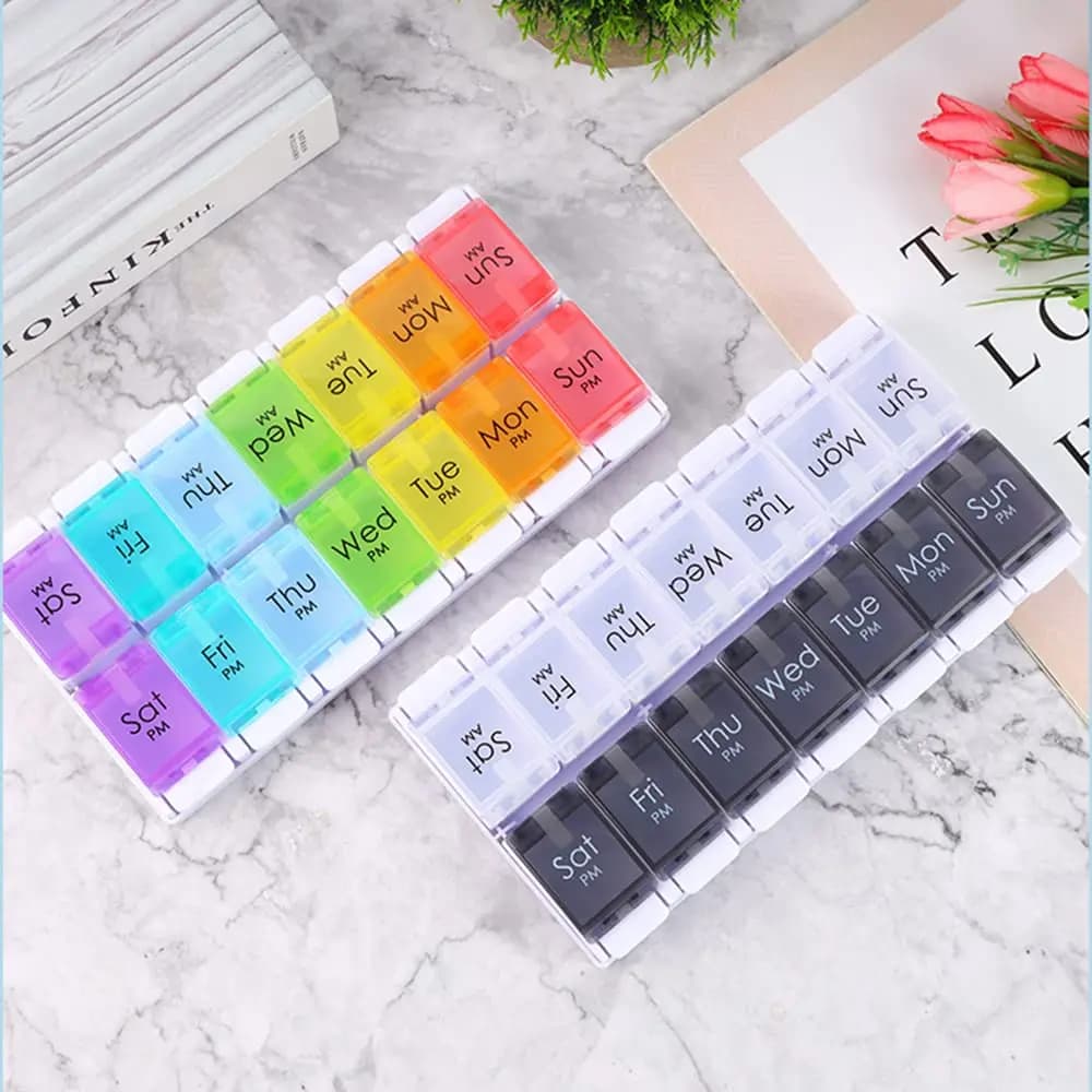 Small Medicines Box Pack Mini Storage Box Large Capacity Portable Medicine Dispenser For 7 Days