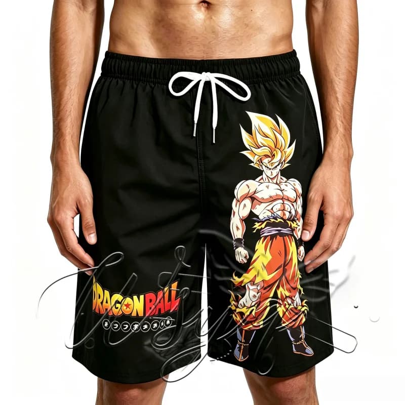 Summer Quick Dry Breathable Beach Shorts Men Women Unisex Retro Manga Style Sports Board Shorts Sweat‑absorbing Swim Trunks