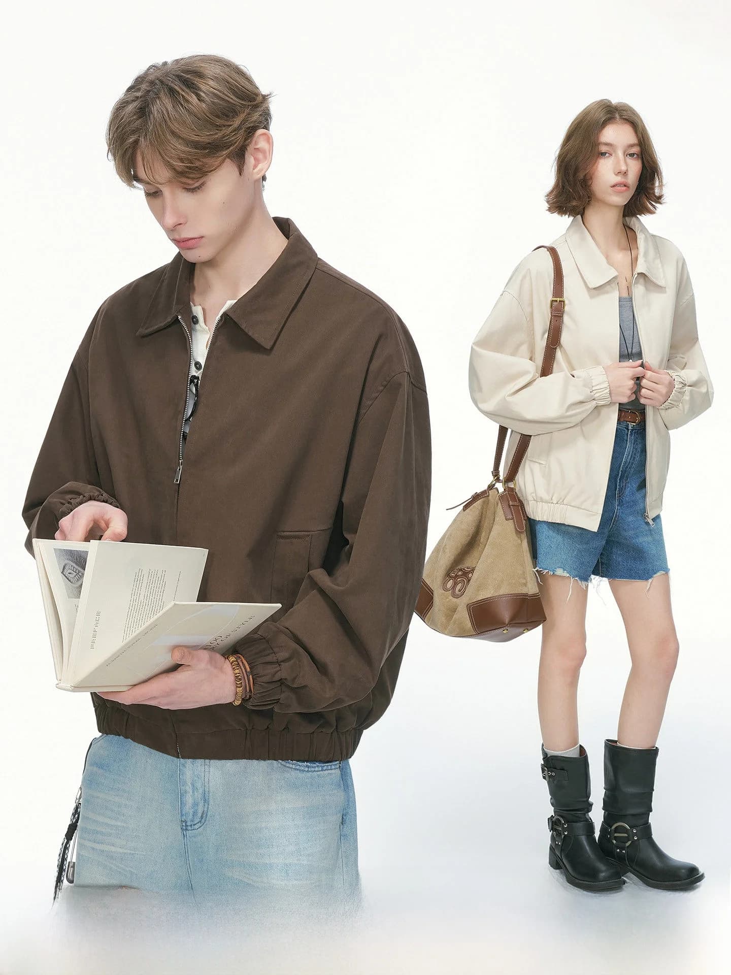 Dream Made Giacca Unisex Corta e Larga Antivento Stile Americano Clean Fit Nuova Collezione Primavera Casual in Cotone per Giovani
