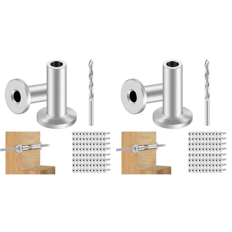75STO-160PCS Stainless Steel Protector Sleeves For 1/8In Wire Rope Cable Railing,T316 Marine Grade Protective For Wood Posts A