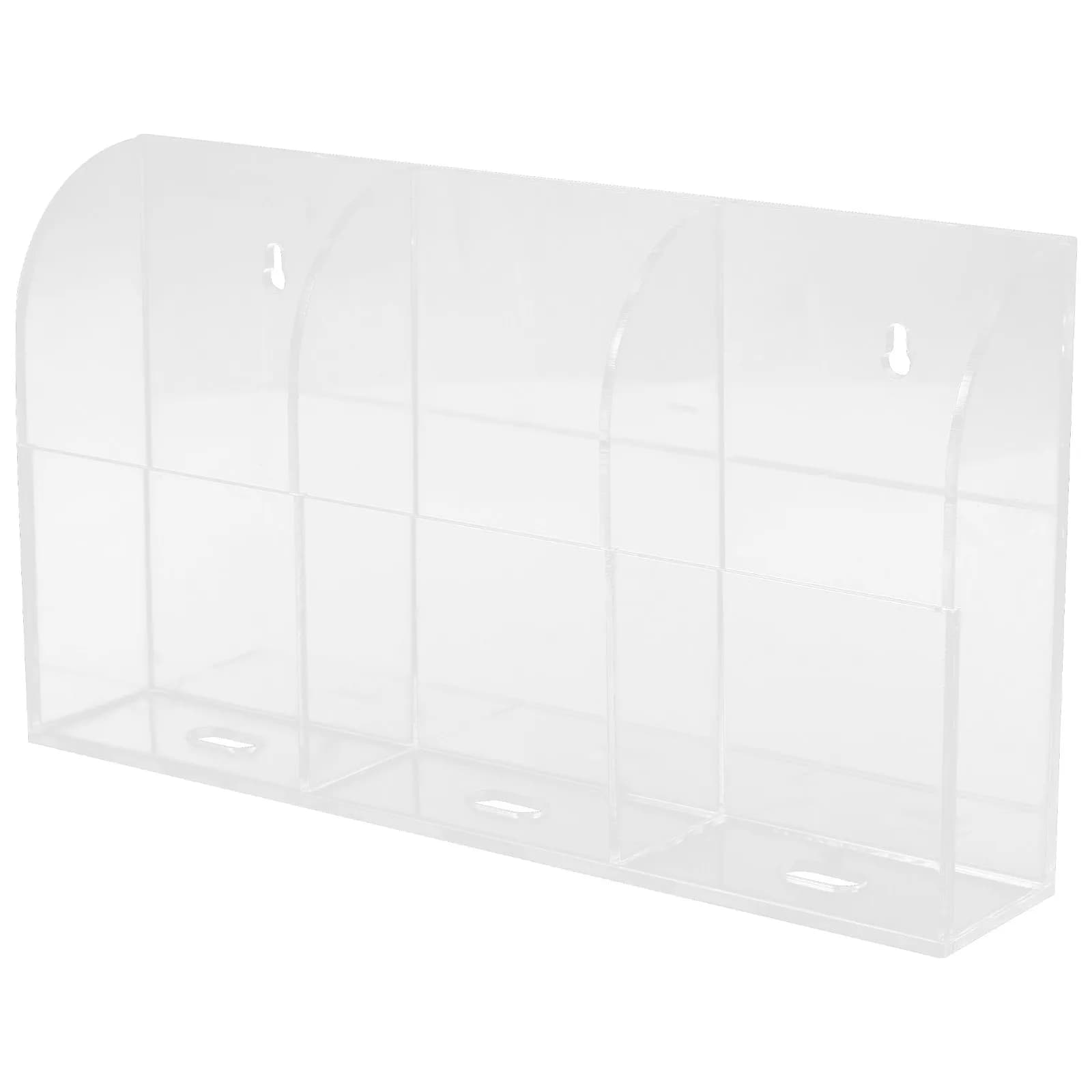 Remote Controller Holder Acrylic Wall Mounted Organizer Three Boxes Phone Charging Rack TV Ac Storage Box Space Saving