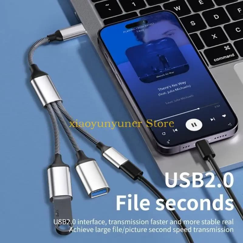 Adattatore prolunga cavo alimentazione hub splitter P9JB da tipo C a 2xUSB 1xtipo C