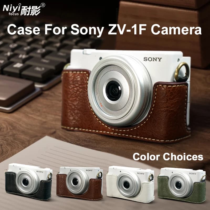 Per Sony ZV1F Custodia per fotocamera con base per cinturino Batteria aperta Borsa per fotocamera portatile con copertura in pelle PU per Sony ZV-1F Vlog Guscio protettivo